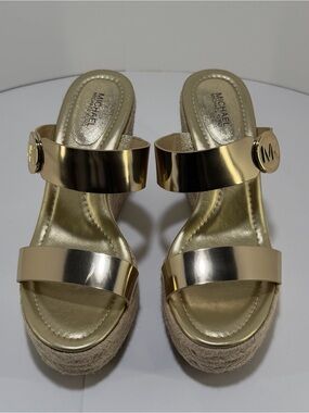Michael Kors Metallic Gold Espadrille Platform Sandals